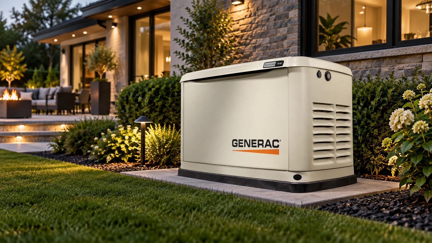 Gerador Generac Guardian instalado no jardim
